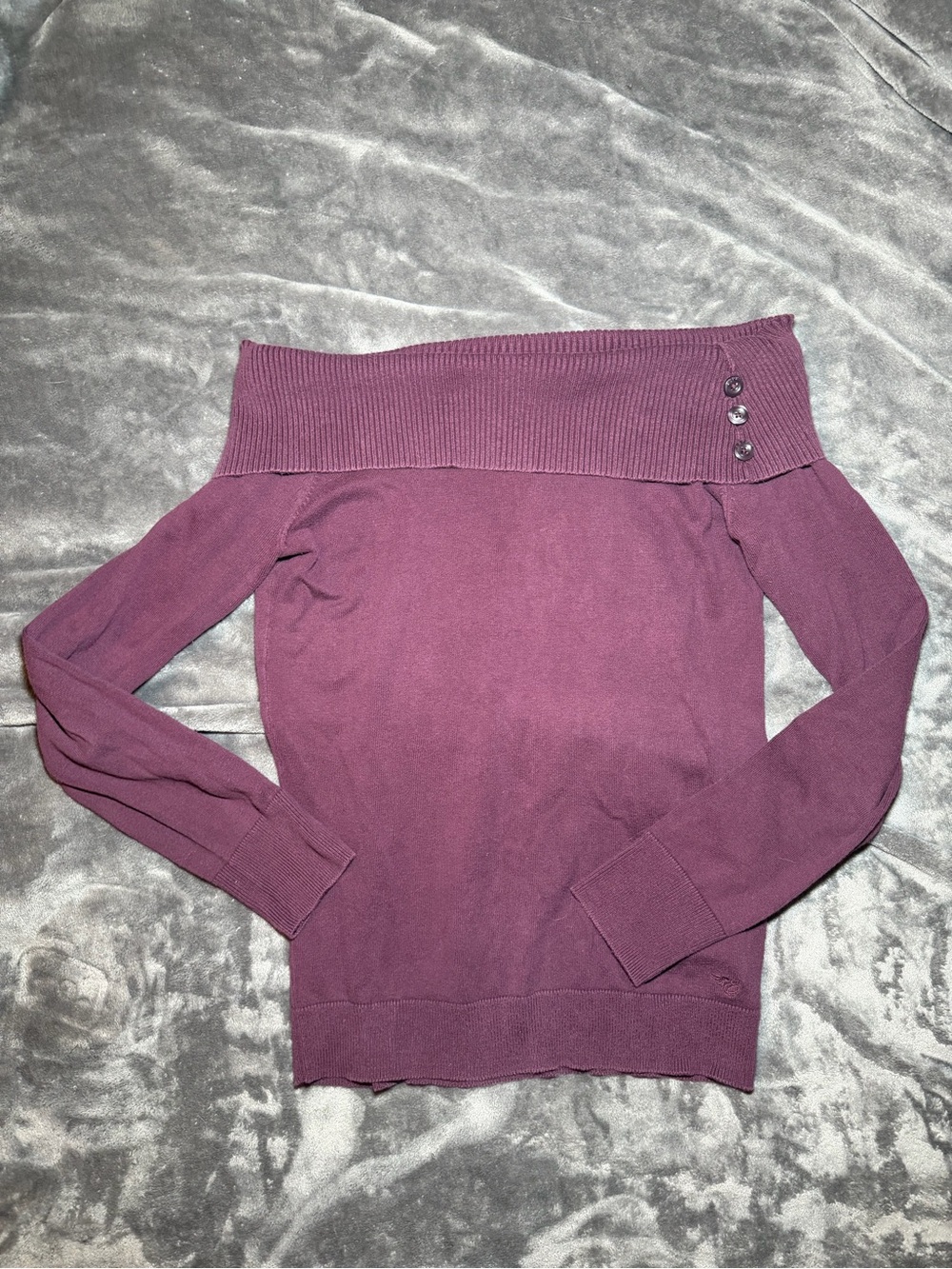 Esprit Off-Shoulder Foldover Sweater - Plum
